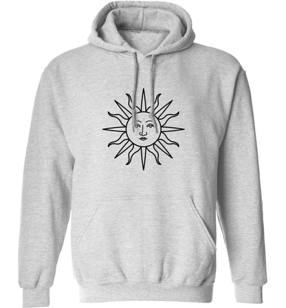 Sun face illustration adults unisex grey hoodie 2XL