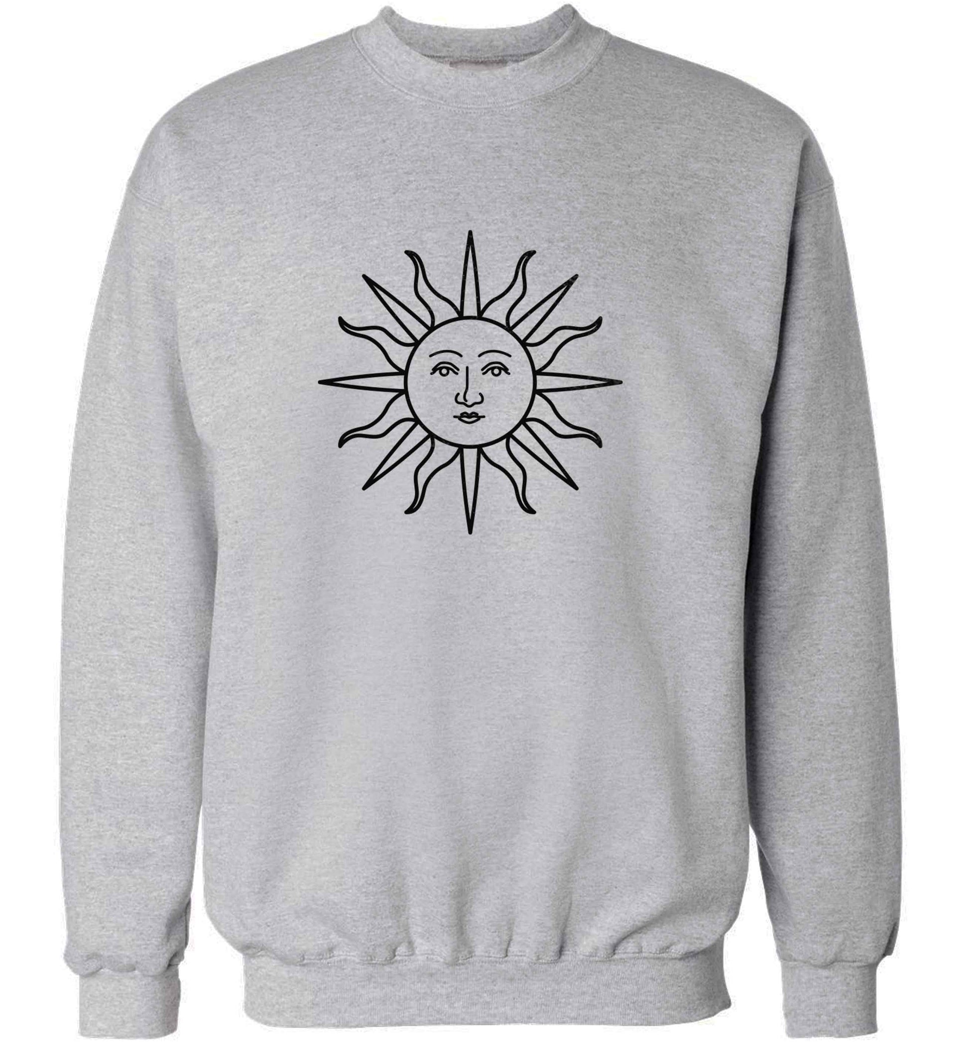 Sun face illustration adult's unisex grey sweater 2XL