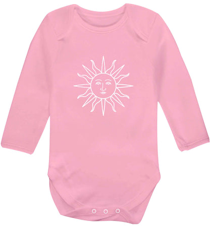 Sun face illustration baby vest long sleeved pale pink 6-12 months