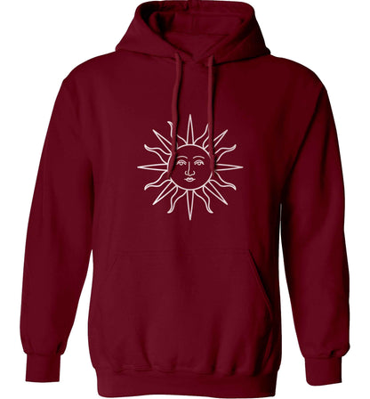 Sun face illustration adults unisex maroon hoodie 2XL