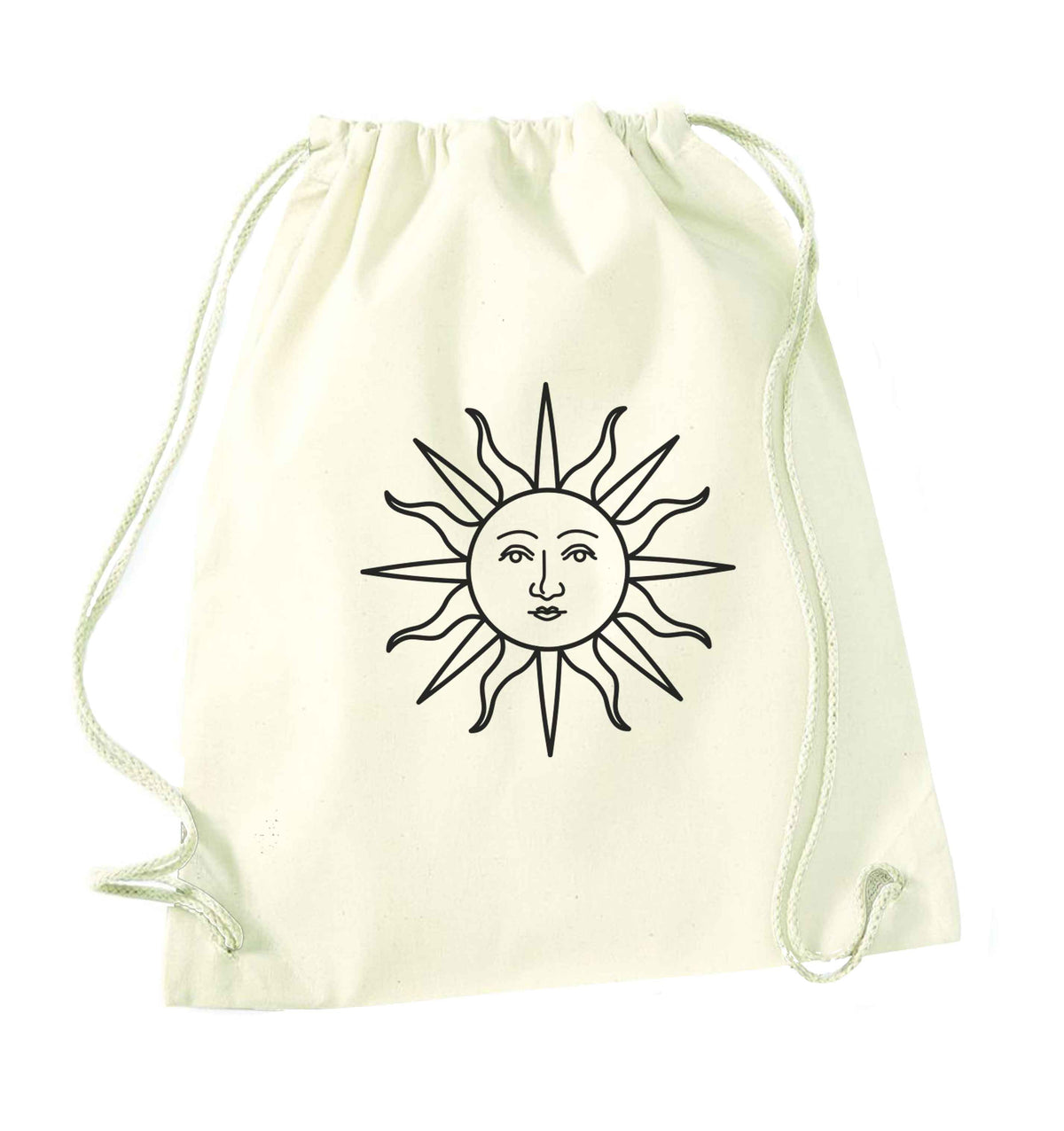 Sun face illustration natural drawstring bag