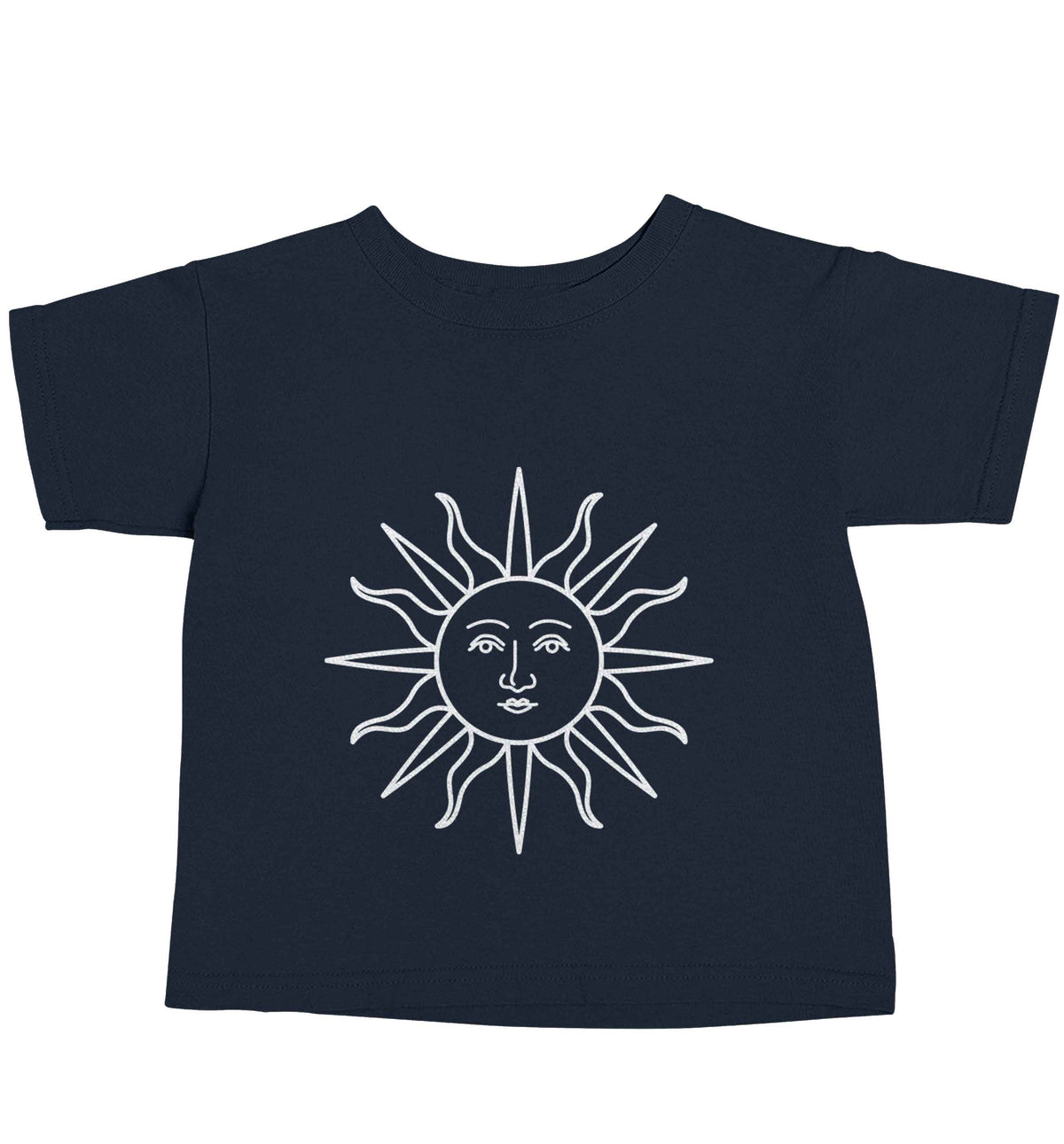 Sun face illustration navy baby toddler Tshirt 2 Years