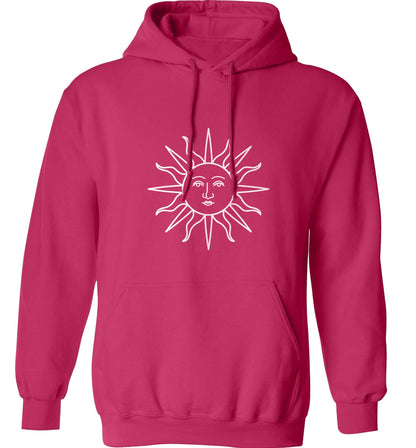 Sun face illustration adults unisex pink hoodie 2XL