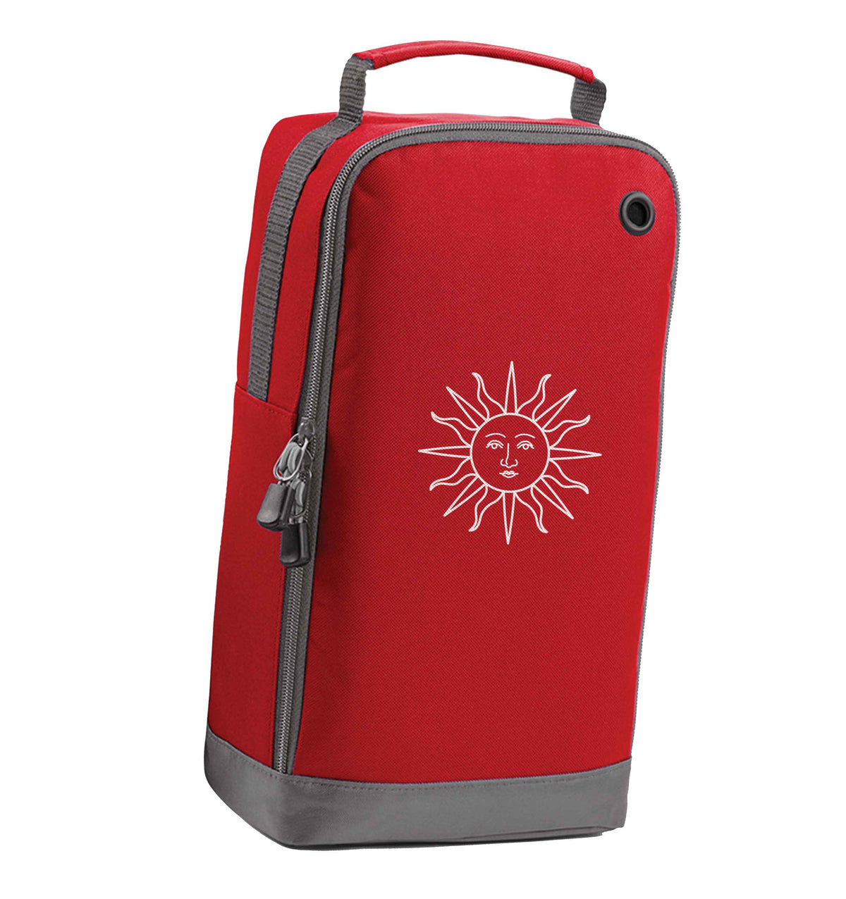 Sun face illustration red sports shoe bag vertical print