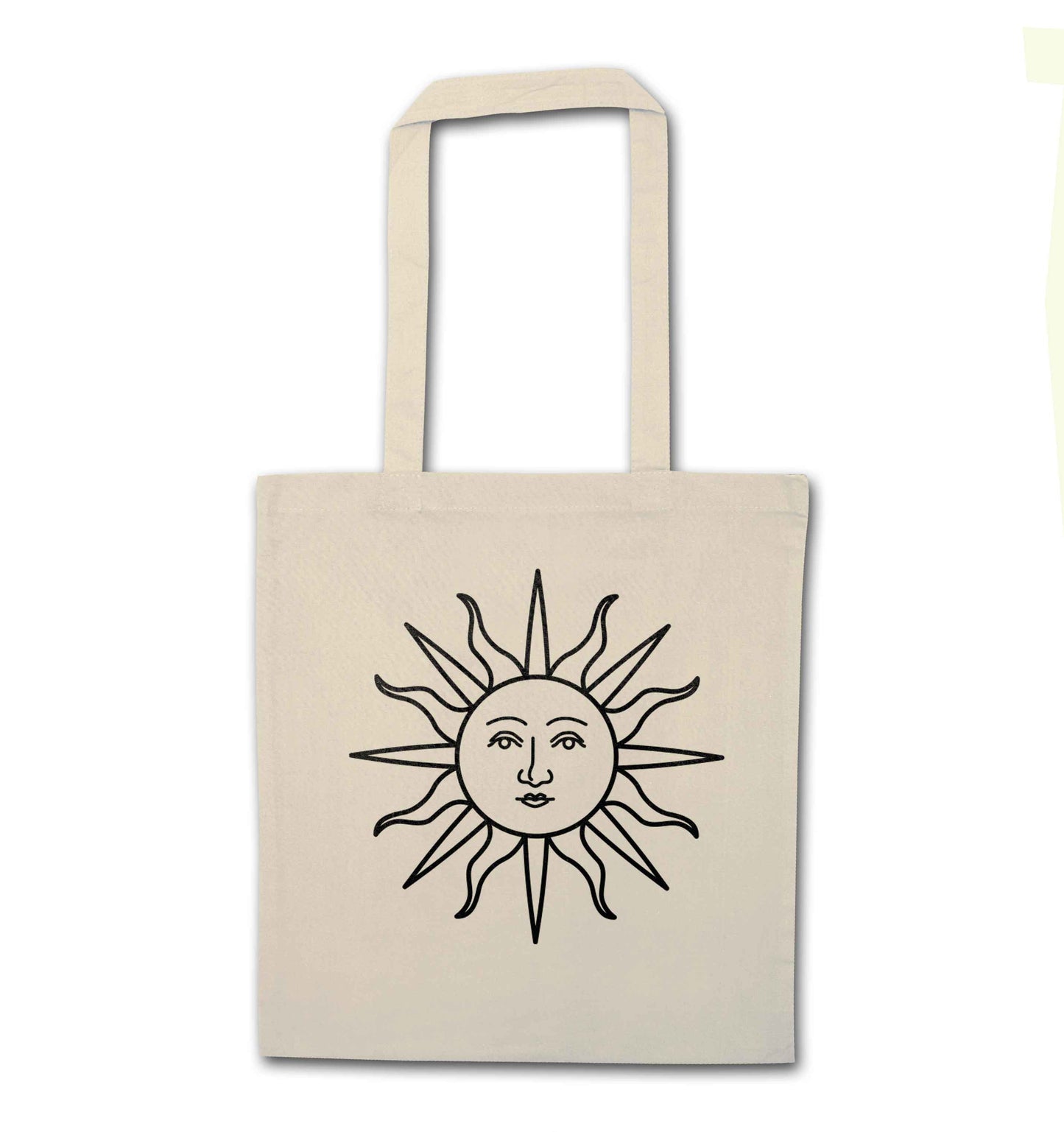 Sun face illustration natural tote bag