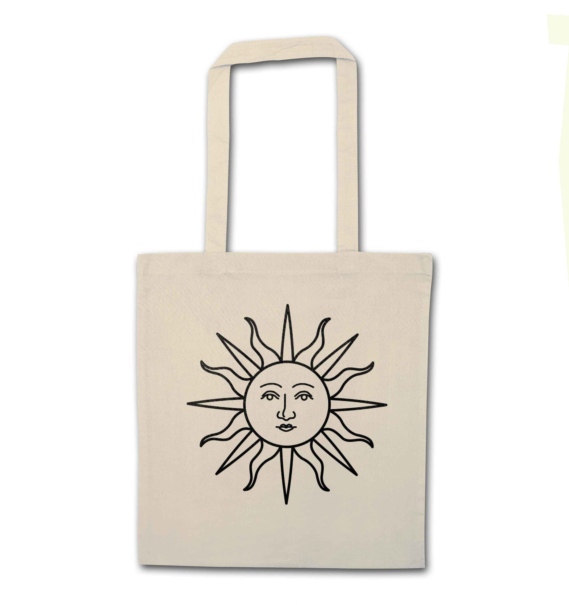 Sun face illustration natural tote bag