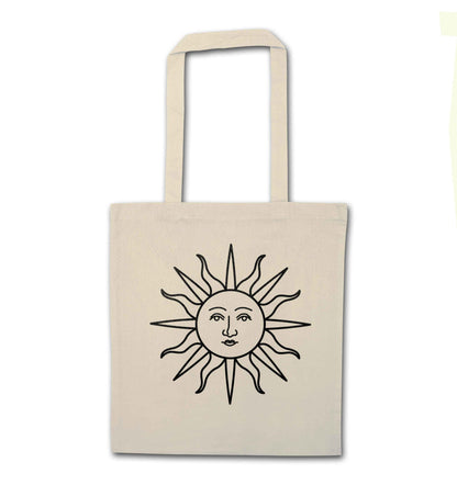 Sun face illustration natural tote bag