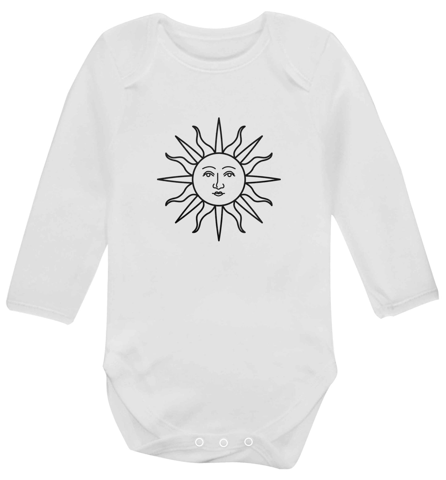 Sun face illustration baby vest long sleeved white 6-12 months