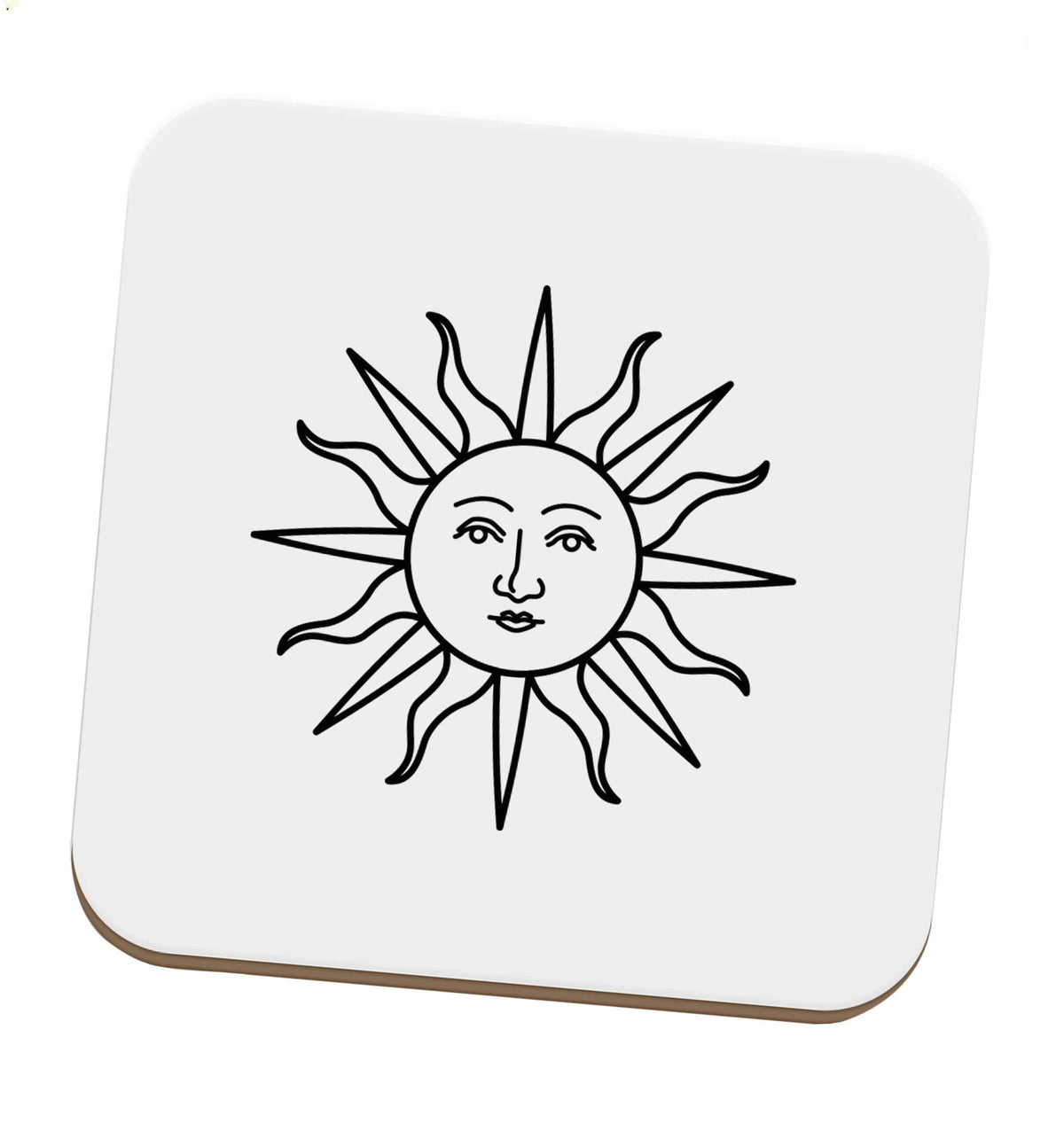 Sun face illustration set of four coasters