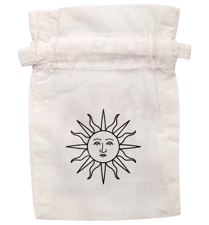 Sun face illustration | XS - L | Pouch / Drawstring bag / Sack | Organic Cotton | Bulk discounts available!