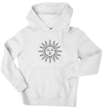 Sun face illustration children's white hoodie 12-13 Years