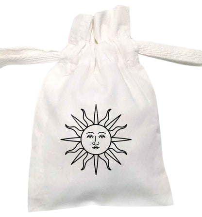 Sun face illustration | XS - L | Pouch / Drawstring bag / Sack | Organic Cotton | Bulk discounts available!