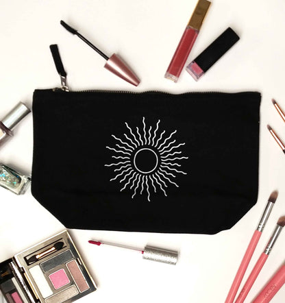 Sun illustration black makeup bag