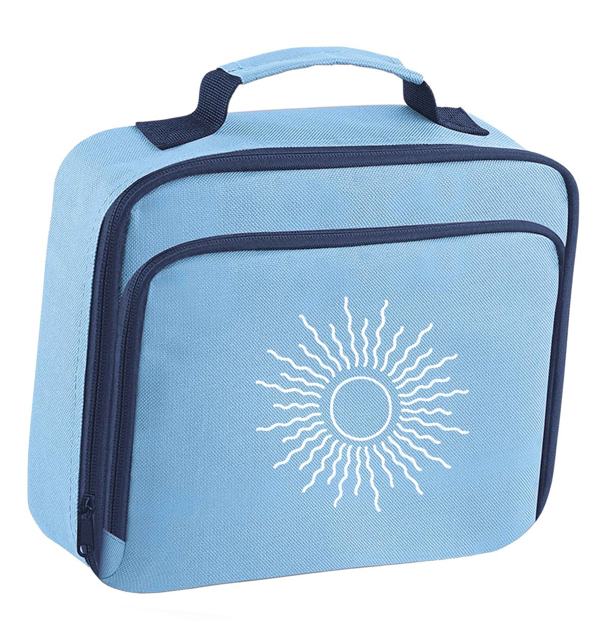 Sun illustration insulated blue lunch bag cooler