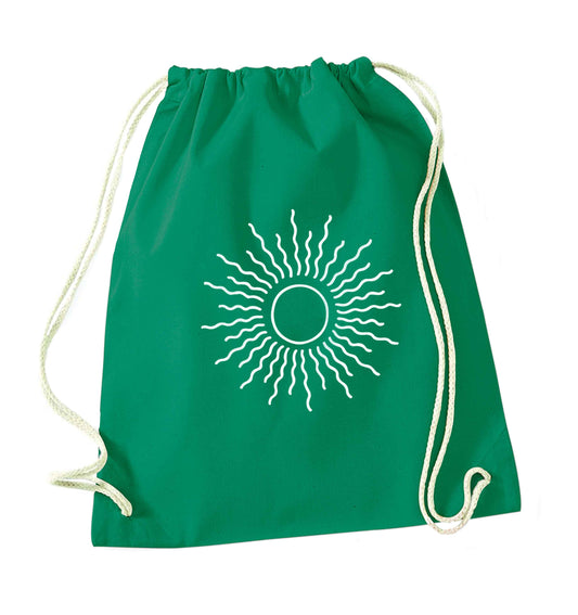 Sun illustration green drawstring bag
