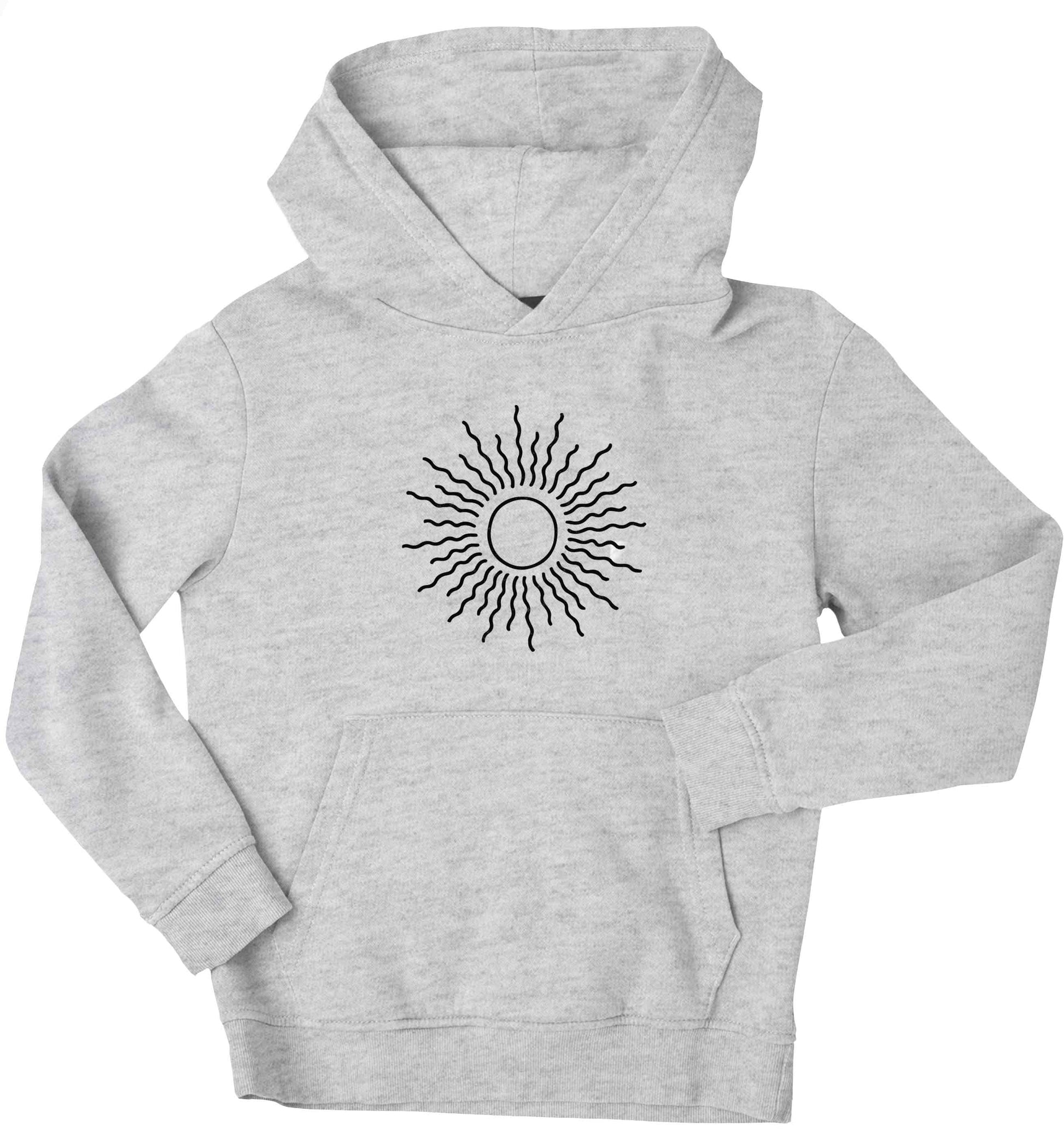 Sun illustration children's grey hoodie 12-13 Years