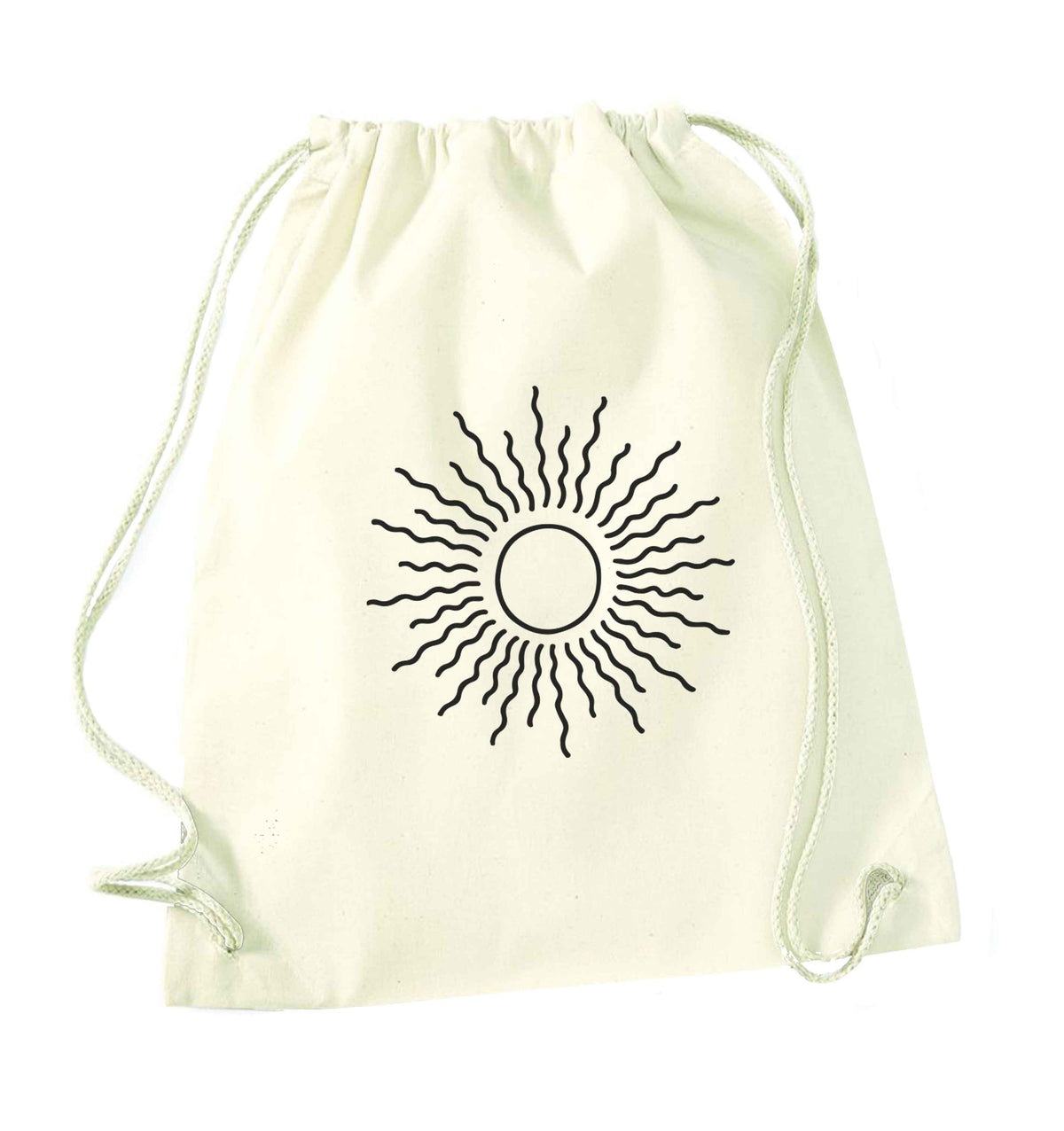 Sun illustration natural drawstring bag