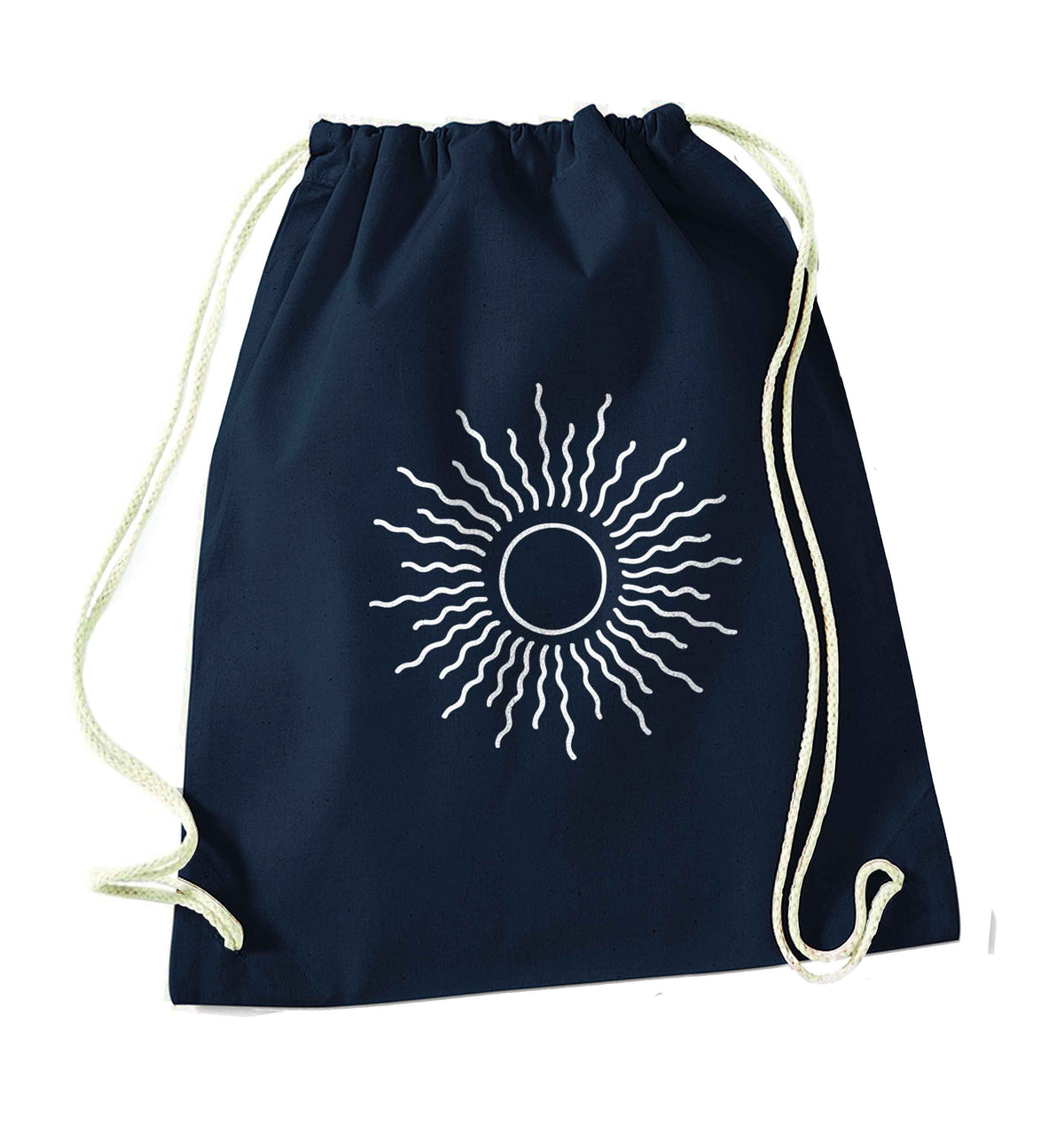 Sun illustration navy drawstring bag