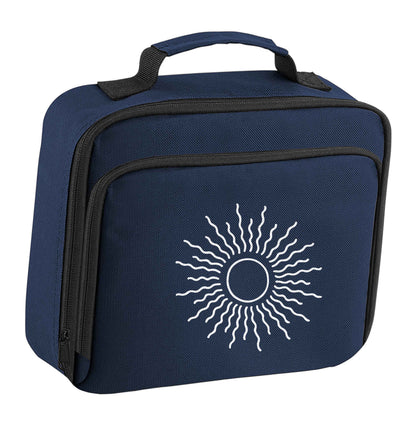 Sun illustration insulated navy lunch bag cooler