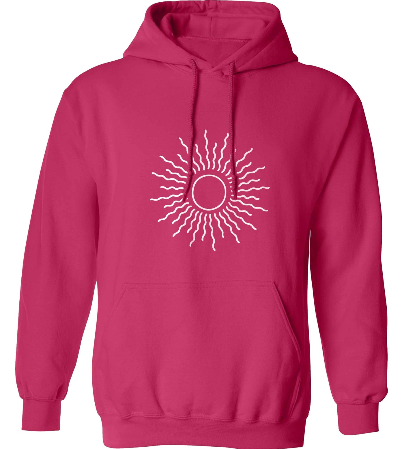 Sun illustration adults unisex pink hoodie 2XL