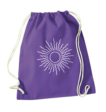 Sun illustration purple drawstring bag