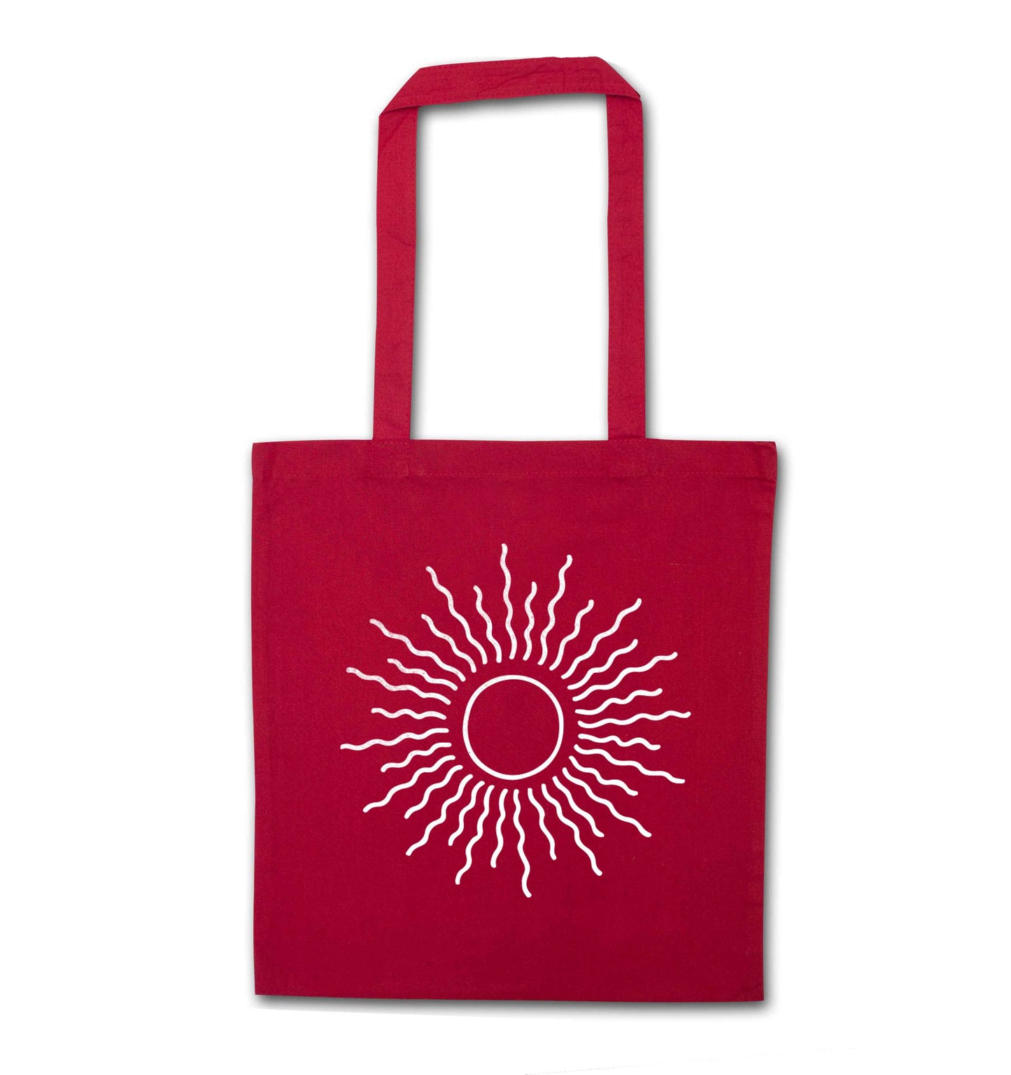 Sun illustration red tote bag