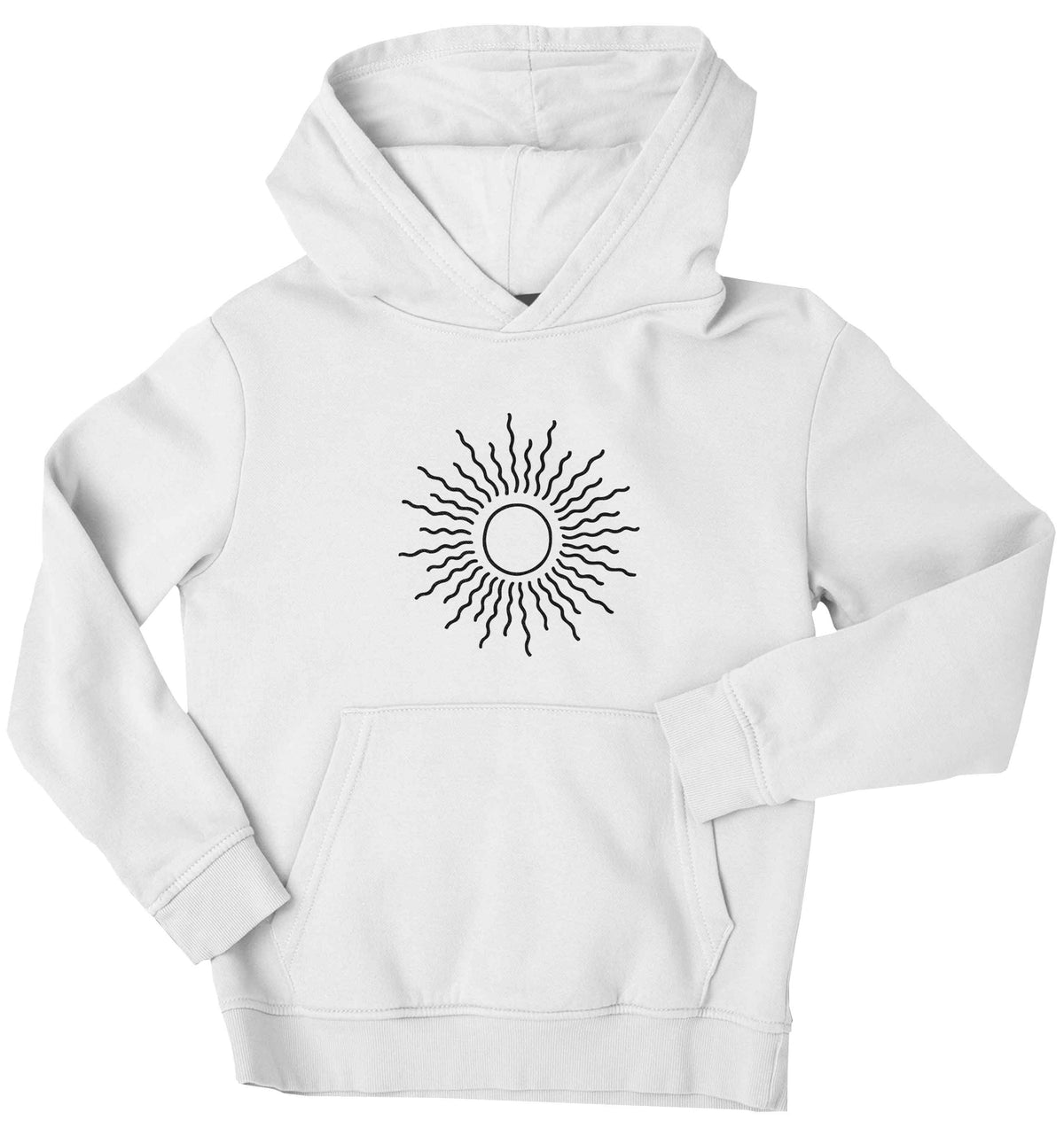 Sun illustration children's white hoodie 12-13 Years