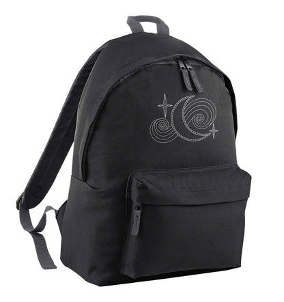 Moon and stars illustration black adults backpack