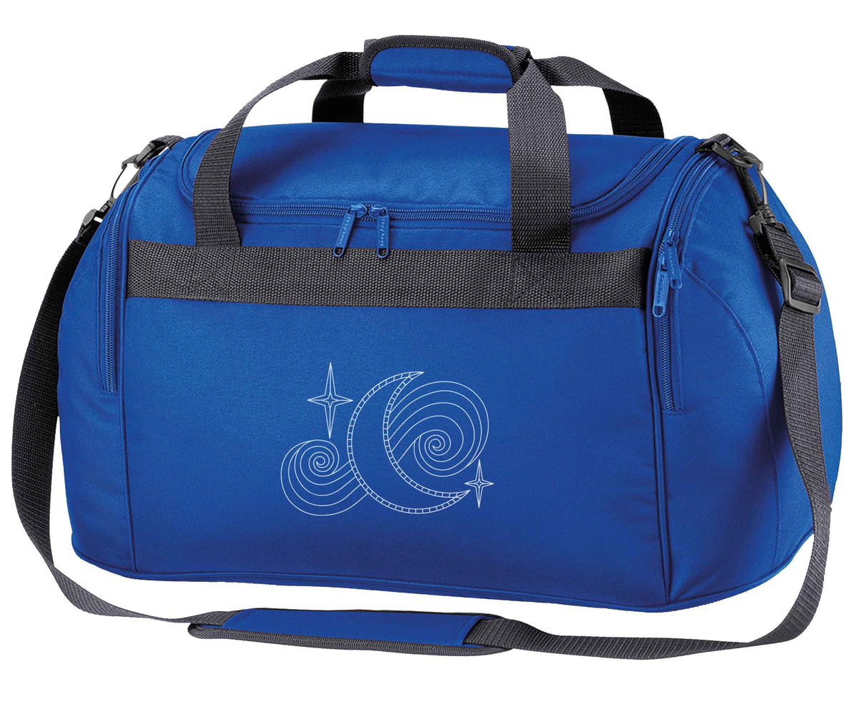Moon and stars illustration royal blue holdall / duffel bag