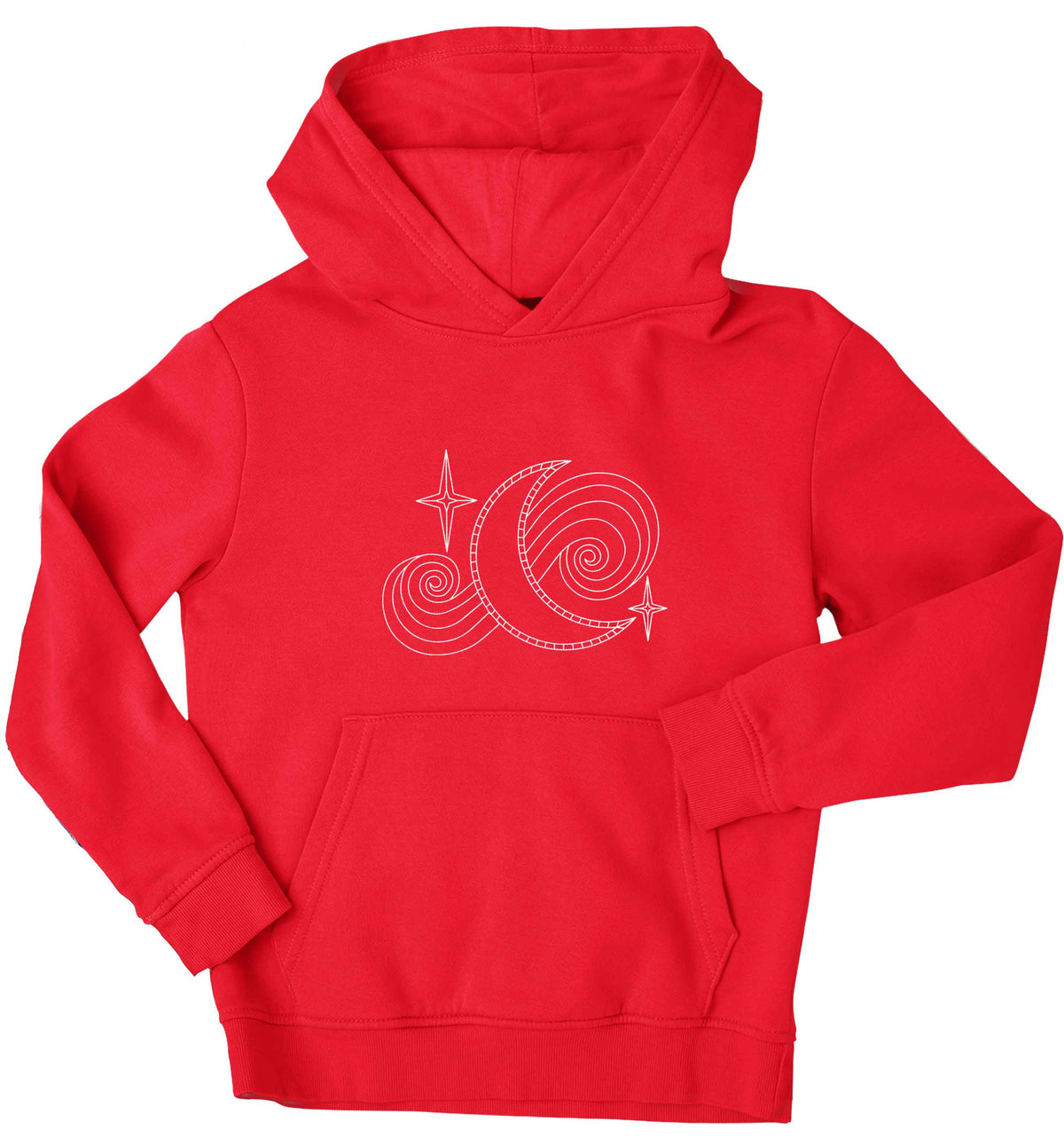 Moon and stars illustration children's red hoodie 12-13 Years