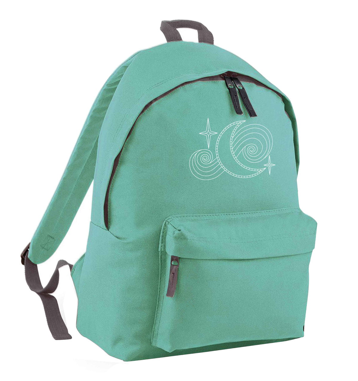 Moon and stars illustration mint adults backpack
