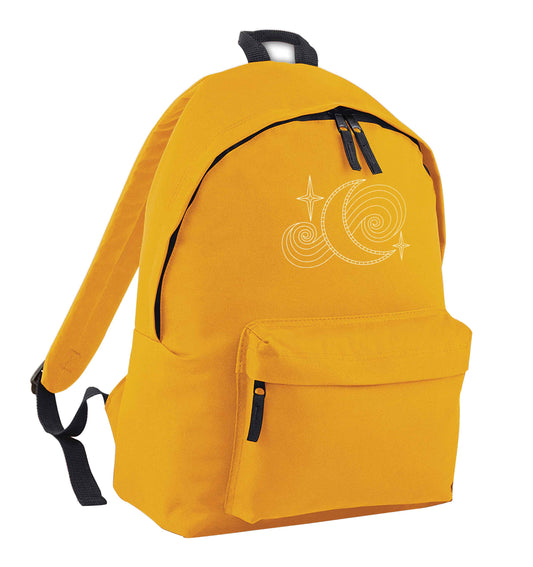 Moon and stars illustration mustard adults backpack