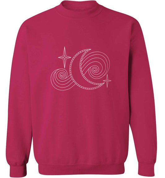 Moon and stars illustration adult's unisex pink sweater 2XL