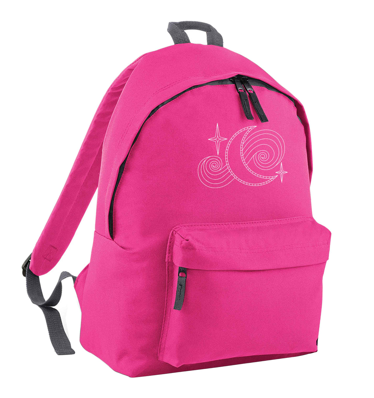 Moon and stars illustration pink adults backpack