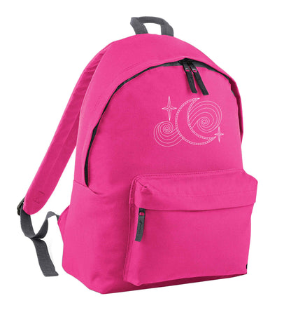 Moon and stars illustration pink adults backpack