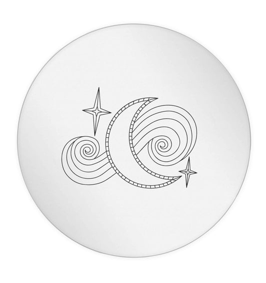 Moon and stars illustration 24 @ 45mm matt circle stickers