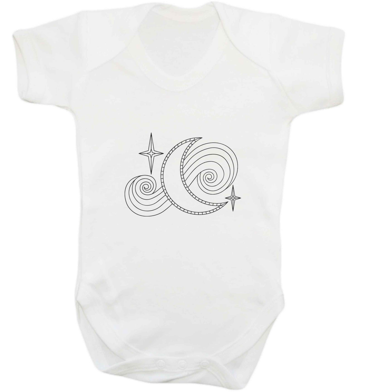 Moon and stars illustration baby vest white 18-24 months