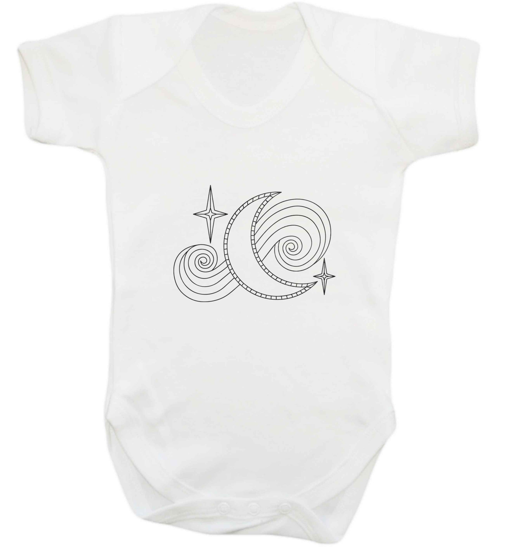Moon and stars illustration baby vest white 18-24 months