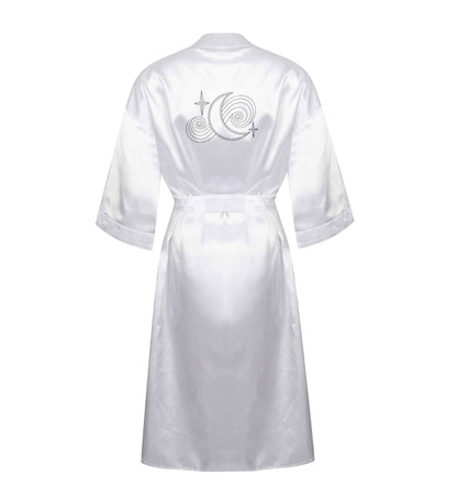 Moon and stars illustration XL/XXL white ladies dressing gown size 16/18