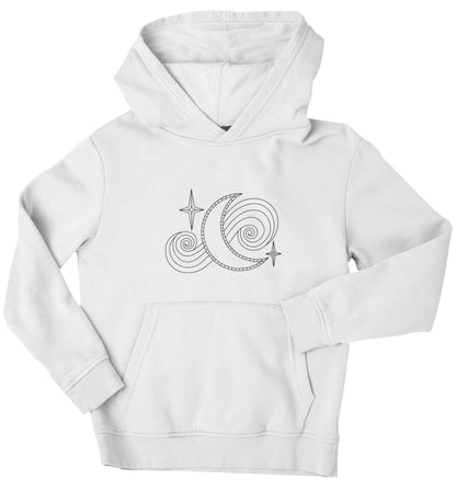 Moon and stars illustration children's white hoodie 12-13 Years