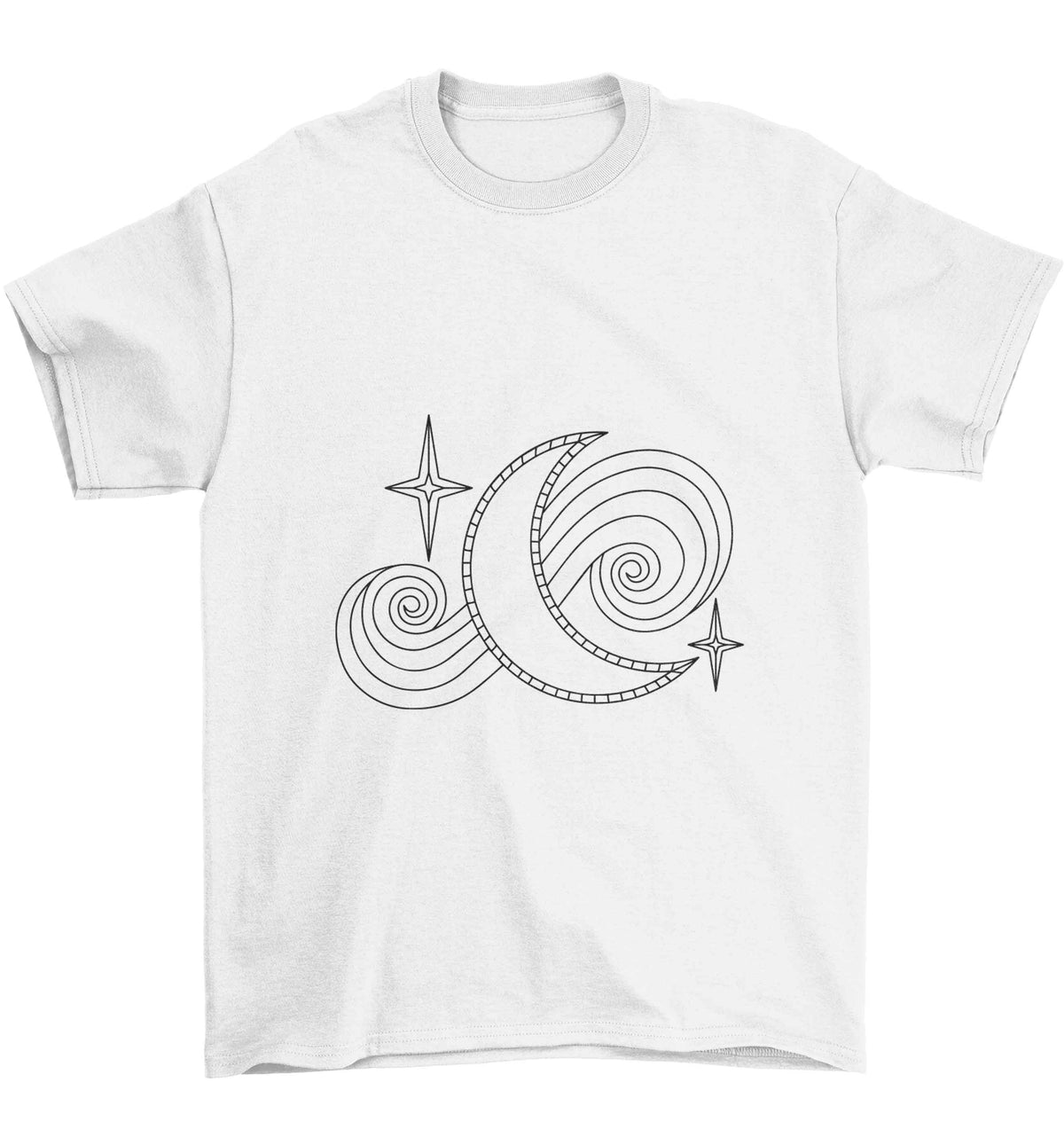 Moon and stars illustration Children's white Tshirt 12-13 Years
