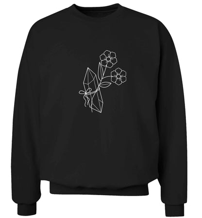 Crystal flower illustration adult's unisex black sweater 2XL