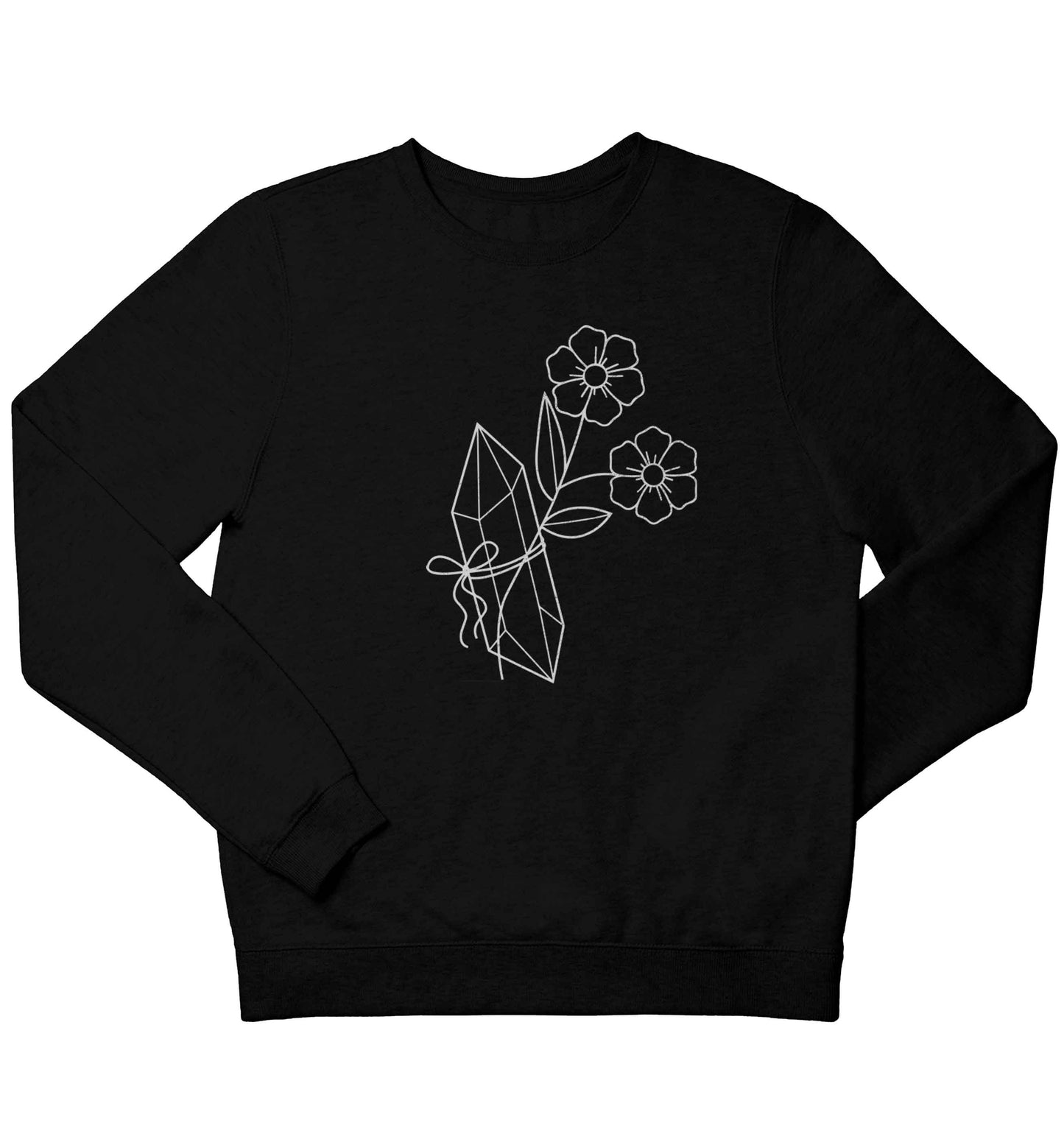 Crystal flower illustration children's black sweater 12-13 Years