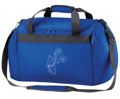 Crystal flower illustration royal blue holdall / duffel bag