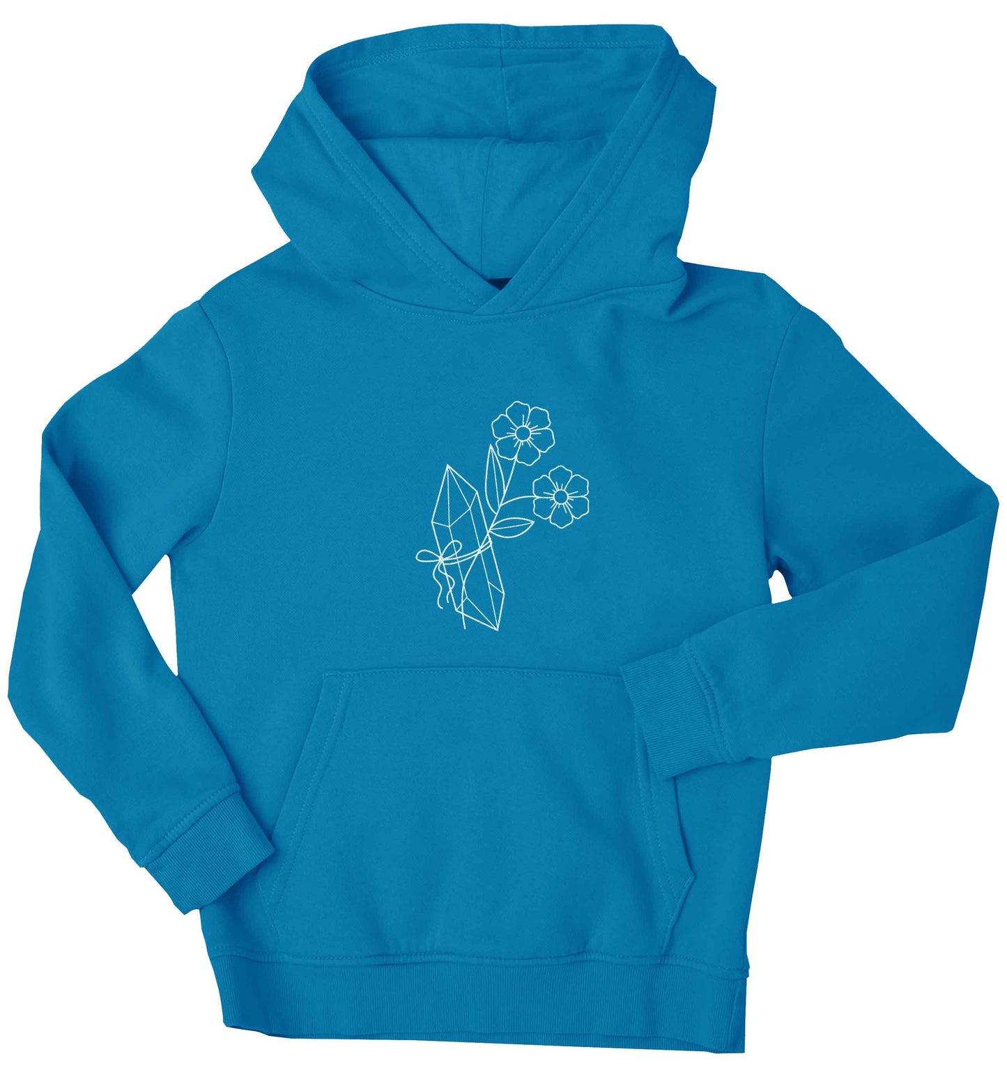 Crystal flower illustration children's blue hoodie 12-13 Years