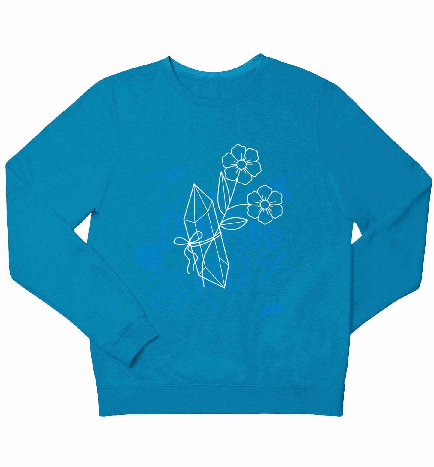 Crystal flower illustration children's blue sweater 12-13 Years