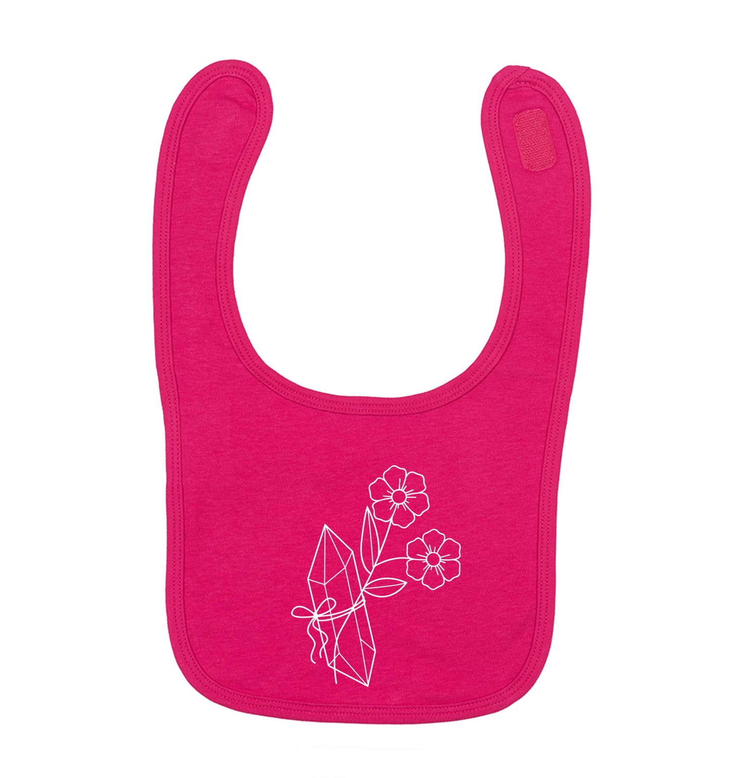 Crystal flower illustration dark pink baby bib
