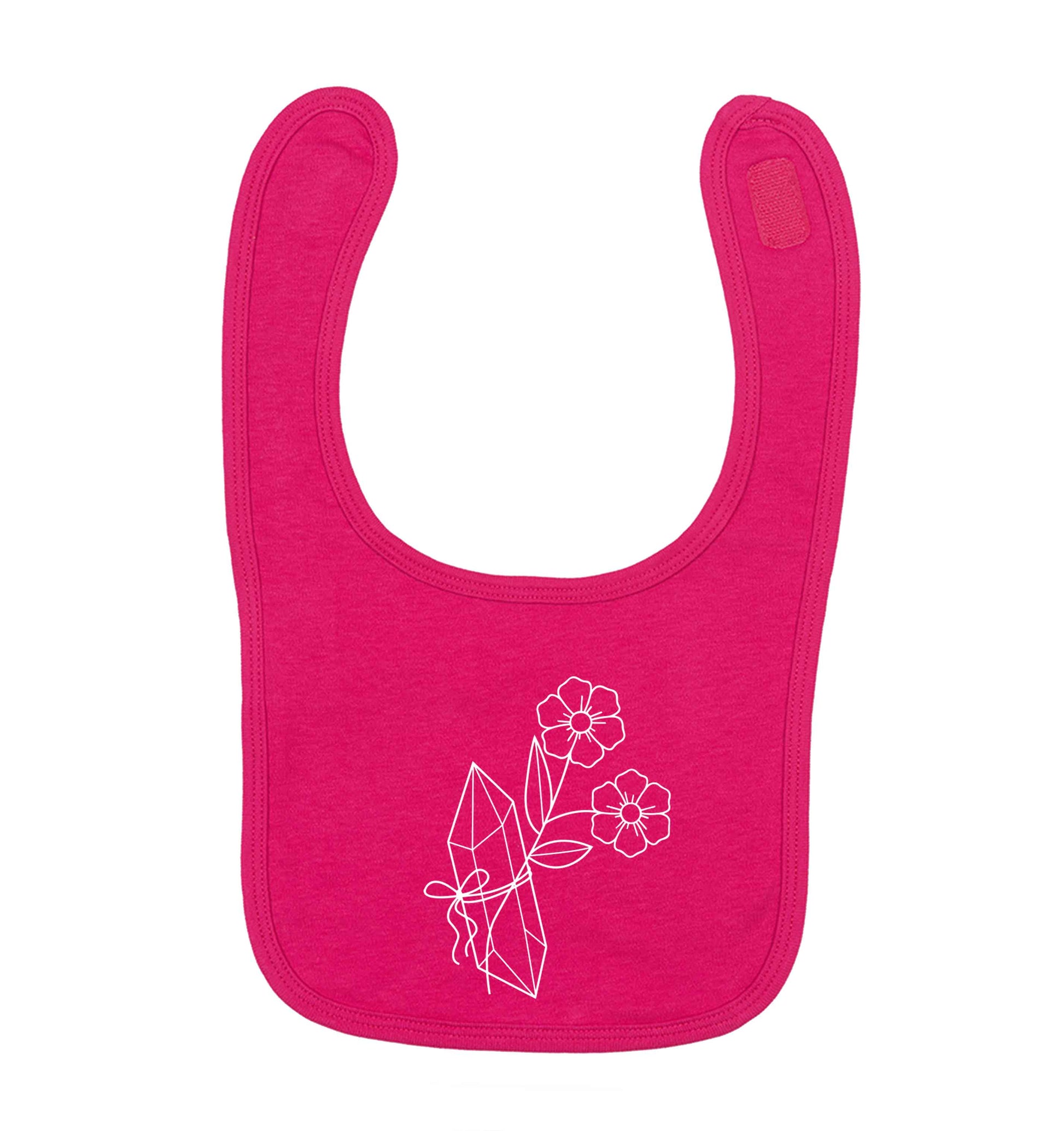 Crystal flower illustration dark pink baby bib