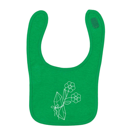 Crystal flower illustration green baby bib