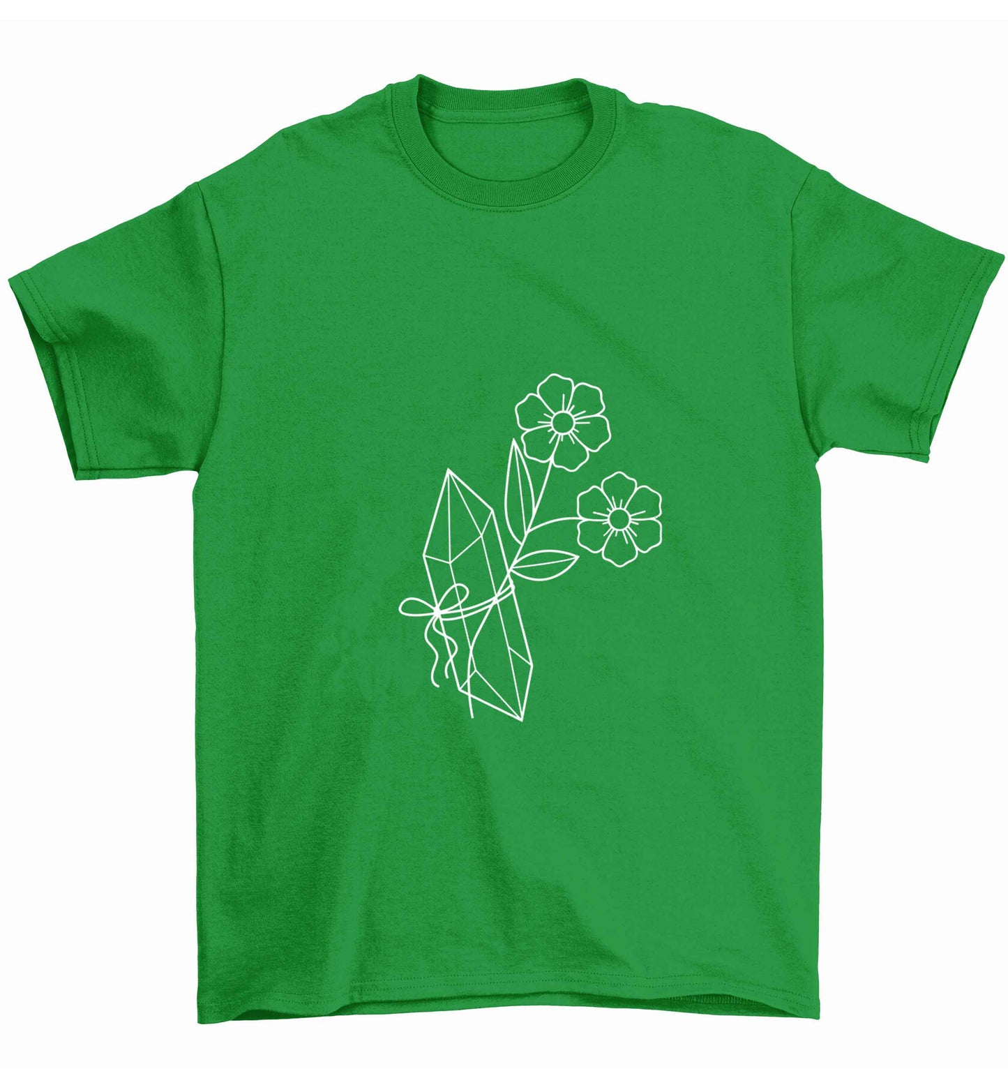 Crystal flower illustration Children's green Tshirt 12-13 Years